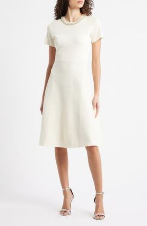 Julia Jordan Embellished Knit Fit & Flare Dress in Cream at Nordstrom Rack, Size Small