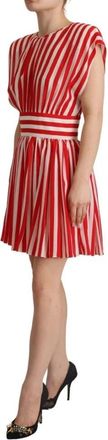 Dolce & Gabbana Gestreept Crepe de Chine Mini Jurk - Dames - Korte kleedjes - Rood - S - Kleedjes