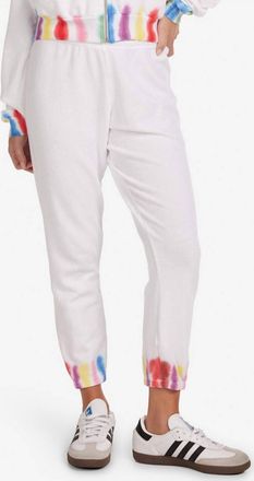 Michael Lauren Nate Crop Sweatpants In White Multi Tie Dye