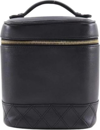 Chanel Pre-owned Calf Vanity Case - Dames - Vintage Handtas - Zwart - ONE Size - Leer - Vintage