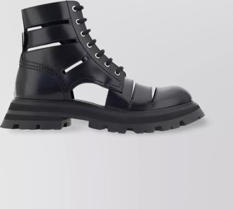 Alexander McQueen leather cutout ankle boots