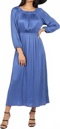 Bcbgmaxazria Thee Quarter Sleeve Ruffle Midi Dress In Wedgewood Blue