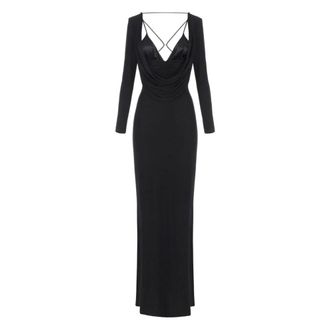 Elisabetta Franchi Gowns, female, Black, M, Elegant Nero Dress Aw25