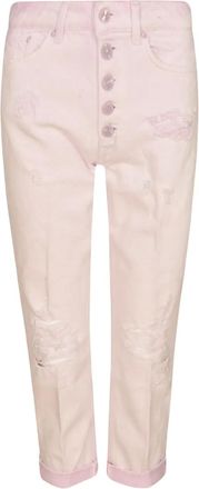 Dondup Pantaloni crop con effetto vissuto - Rosa