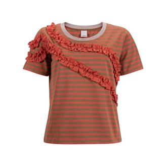 Pinko Pinko, Tops, Dames, Bruin, S, Katoen, Delicaat T-shirt