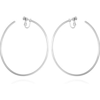 Vince Camuto Medium Clip-On Hoop Earrings in Silver Tone at Nordstrom
