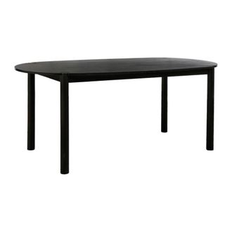 Sweeek Mesa de comedor ovalada de madera de hevea, 6 plazas, negro