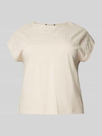 Vero Moda T-Shirt mit Lochstickerei Modell KAYA in Beige, Gr&ouml;&szlig;e 44