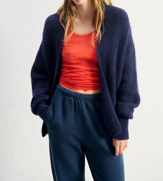 American Vintage East Textured Cardigan In Anthracite