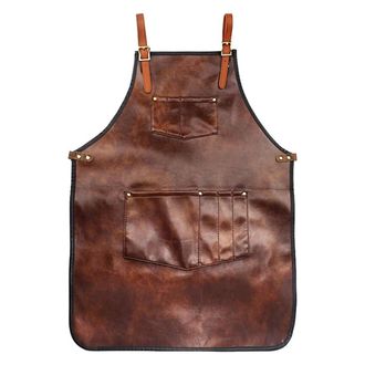 OEM Delantal De Cuero - Resistente Al Calor E Impermeable - Correas Cruzadas Ajustables - Para Cocina Barbacoa Barberia Barista Carpinteria - 1 Unidad