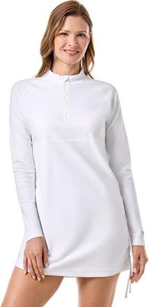 Coolibar Womens Ruche Long Sleeve Swim Shirt - UPF 50+ Sun Protection - Lawai in White at Nordstrom, Size Xx-Large