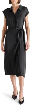 Steve Madden Desiree Faux Wrap Midi Dress in Black at Nordstrom Rack, Size X-Small