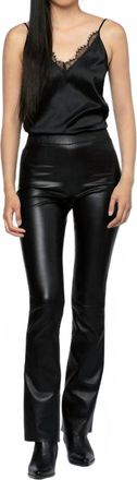 Max & Moi Beyina Lambskin Leather Flare Pant In Black