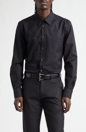 Alexander McQueen Skull Print Classic Placket Shirt in Black at Nordstrom, Size 15.5