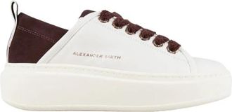 Alexander Smith Wembley Alta Donna in wit leer en bordeauxrode su&egrave;de hak - Dames - Sneakers - Wit - 36 EU - Leer - Schoenen
