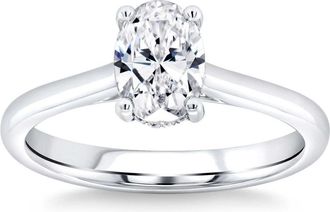 Pompeii3 1 1/3Ct Oval Diamond Solitaire Engagement Ring in White Gold Lab Grown