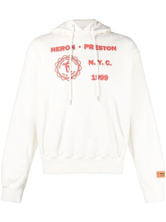 Heron Preston Medieval Heron hoodie - men - Polyester/Cotton - S - White