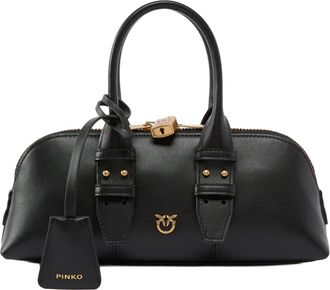 Pinko Black Escape Leather Small Bowling Bag