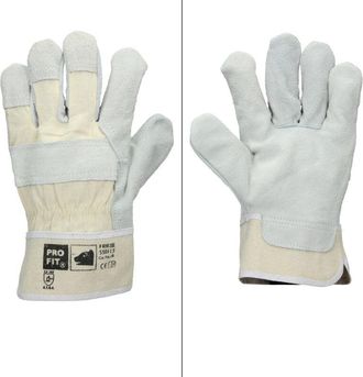 ECD Germany Ecd Germany - 24 Paar Pro-fit Rindspaltleder-handschuhe Gr&ouml;&szlig;e 8/m - Natur - Mit Canvas-stulpe - Leder Arbeitshandschuhe Rindspalt Schutzhandschuhe Gar