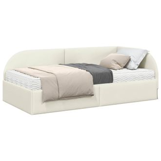 vidaXL Estructura De Cama Esquina Con Colch&oacute;n 2 Uds. Crema 80 X 200 Cm Vidaxl