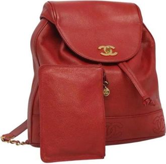 Chanel Pre-owned Leather backpacks - Dames - Vintage Rugzakken - Rood - ONE Size - Leer - Vintage