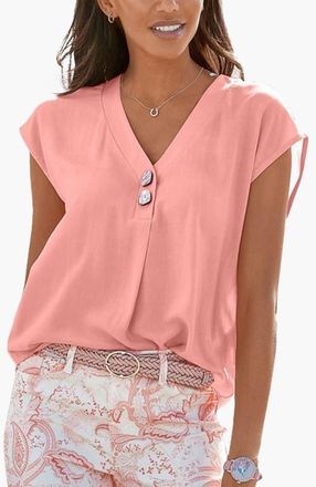 Lascana Womens Button Detail Blouse in Apricot at Nordstrom, Size 12