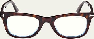 Tom Ford Mens Blue Light-Blocking Square Glasses with Clip-On Lenses