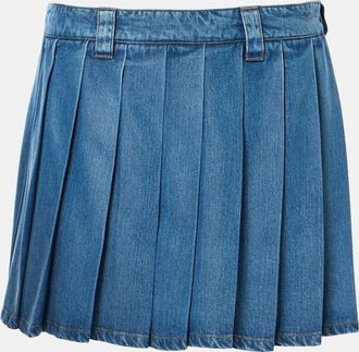 Miu Miu Pleated denim miniskirt