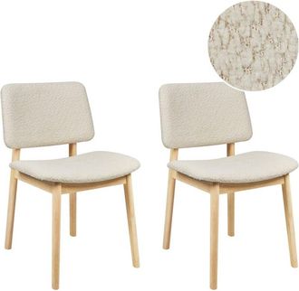 Beliani Beliani - Conjunto de 2 sillas de comedor asiento de bouclé poliéster estructura de madera clara blanco crema Blane