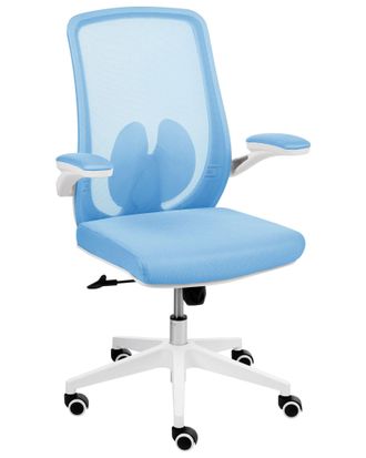 Beliani Sedia Da Ufficio Con Base Girevole E Braccioli Regolabili In Altezza Con Rete Azzurro Overlord