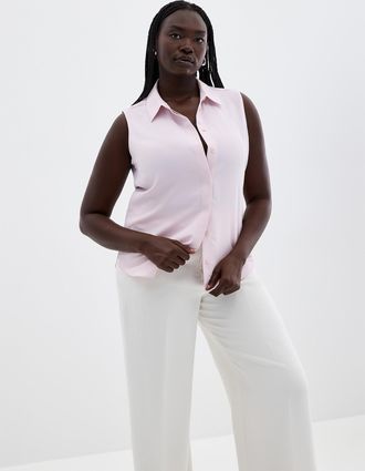 Contemporaine Womens Shirt collar silky cami