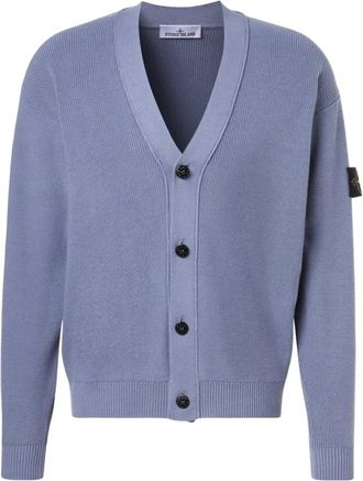 Stone Island Cardigans, male, Blue, XL, S00D8 Knitted Cardigan