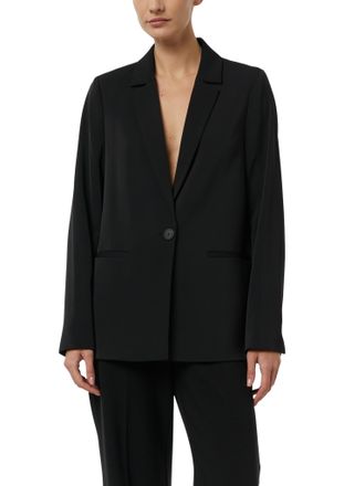 Comma Jackenblazer COMMA, Damen, Gr. 38, schwarz, Web, Obermaterial: 97% Polyester, 3% Elasthan, unifarben, oversize Po-bedeckend, tiefer V-Ausschnitt, Blaz