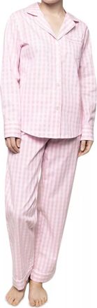 Petite Plume Gingham Pajama Set In Pink