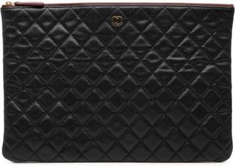 Chanel Pre-owned Clutches, female, Black, Size: ONE SIZE Pre-owned Vintage Leather Clutch