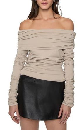 Rebecca Minkoff Maria Ruched Off the Shoulder Top in Linen at Nordstrom Rack, Size Large
