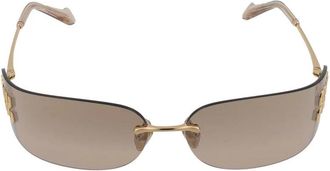 Miu Miu Accessoires, Dames, Geel, ONE Size, Randloze Rechthoekige Zonnebril