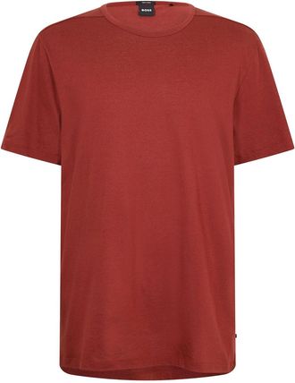 HUGO BOSS Mens Tiburt Crew Neck Short Sleeve T-Shirt in Open Brown - Size X-Large