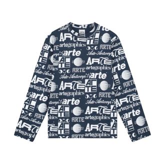 Arte Tops, Heren, Blauw, S, Polygraphic Logo Long Sleeve T-Shirt