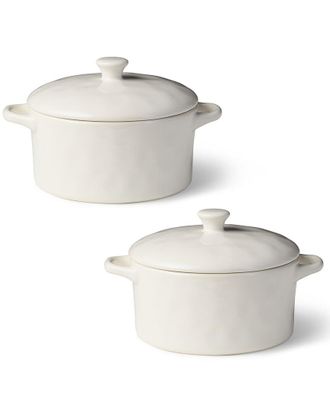 Certified International Linen Cream Set Of 2 Round Mini Bakers