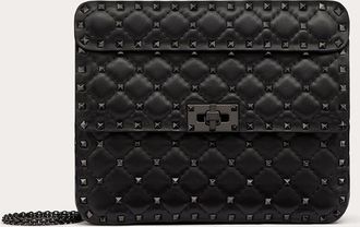 Valentino Garavani Black Nappa Leather Medium Rockstudt Spike Womens Bag