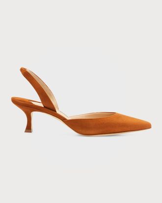 Manolo Blahnik Carolyne Kitten-Heel Halter Pumps