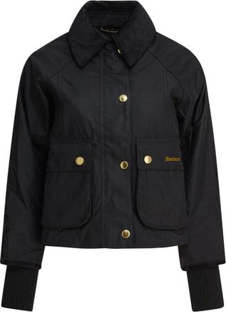 Barbour Jassen, Dames, Zwart, S, Katoen, Zwarte Cropped Wax Jas Aw 25