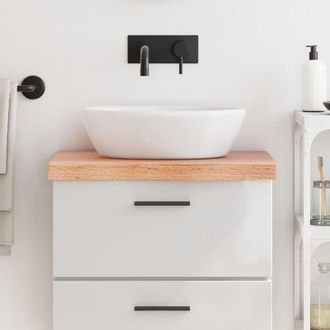 vidaXL Encimera Ba&ntilde;o Madera Maciza Tratada Marr&oacute;n Claro 60x40x(2-6) Cm Vidaxl