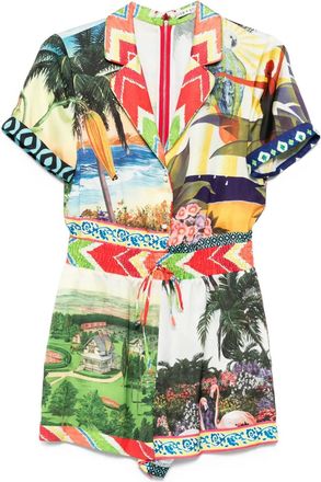 Alice & Olivia Tuta intera Leighton con design patchwork - Verde