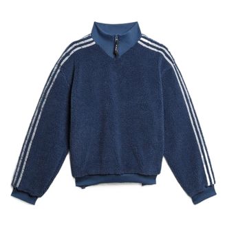 adidas Mens adidas originals x Blondey Crossover Casual Sports Stripe Stand Collar Pullover Long Sleeves Blue GS9267