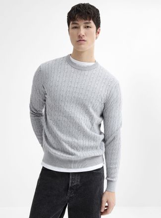 Le 31 Mens Twisted-cable crew neck sweater