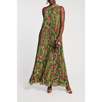 Frances Valentine Slim Pleated Maxi Dress in Green/multi at Nordstrom, Size X-Small