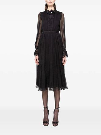 Nissa crystal-detail silk midi dress - Black