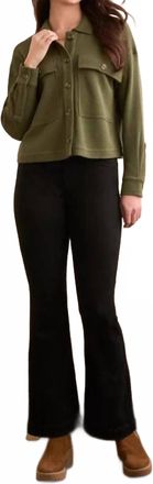 Tribal Brushed Waffle Knit Shacket In Heather Spruce